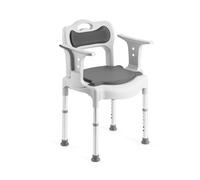 Sedia Comoda per Doccia in Alluminio con Altezza Regolabile - Seduta Ergonomica con Schienale e Braccioli Removibili