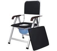 Sedia comoda per l'assistenza domiciliare con secchio staccabile, Alternativa alla toilette comoda e più sicura, Sedia da doccia pieghevole 3 in 1 con rivestimento in pelle PU