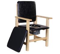 Sedia Comoda per WC - Sedile Imbottito in Legno con Schienale per Anziani Design allargato per Il Massimo Comfort Resistente e di Supporto Ideale per l'uso Domestico