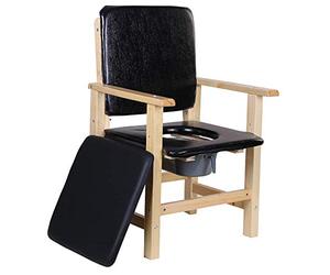 Sedia Comoda per WC - Sedile Imbottito in Legno con Schienale per Anziani Design allargato per Il Massimo Comfort Resistente e di Supporto Ideale per l'uso Domestico