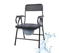Sedia Comoda WC per Anziani,Sedia Doccia Disabili Multifunzione Antiscivolo Sedia da Toilette Pieghevole con Braccioli,Portatile Sedia da Doccia per Disabili e Anziani con WC