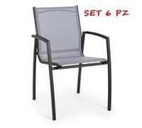 Sedia con bracci Hilla Antracite LH32 sedie in alluminio da esterno Set 6 Pezzi