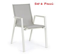 Sedia con bracci in alluminio Krion Lunar sedie da esterno Bizzotto 6 pezzi
