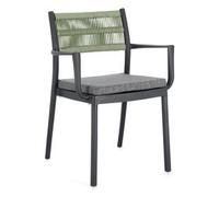 Sedia con braccioli polipropilene, poliestere ALVIN Antracite e Verde 0650009