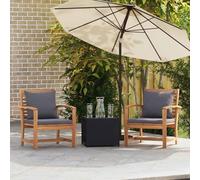 Sedia con cuscino, 2 pezzi, marrone e grigio scuro, 65 x 60 x 76,5 cm, set da giardino, divano, set da giardino con divano e poltrona, per esterni, in polyrattan, per terrazza, giardino, balcone