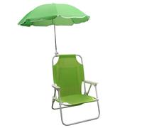 Sedia con Ombrellone Sediolina Portatile per Bambini Pieghevole Relax Mare Spiaggia Giardino Protezione Raggi Solari Verde