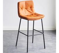 Sedia Cucina Grigi con Schienale, Sedie Industrial Style Alte Imbottite Moderne con Poggiapiedi e Gambe in Metallo, Facili da Pulire, per Bancone da Casa, Bar(Orange)