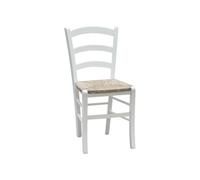SEDIA CUCINA MOD. VENEZIA IN LEGNO, BIANCO FONDO PAGLIA