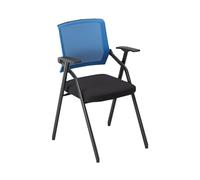 Sedia da allenamento pieghevole in rete blu con braccioli, sedia da ufficio ad alto carico per interni ed esterni, riunioni, sale conferenze e allenamento