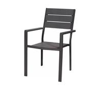 VERDELOOK | Tenerife Sedia con Braccioli Effetto Legno, 58x55 h88 cm, Grigio, Sedia per Esterno, Giardino, Terrazze