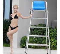 Sedia da bagnino in acciaio inox resistente, design rialzato portatile per la sicurezza di piscina e spiaggia, durevole e resistente alle intemperie, ideale per bagnini e stabilimenti balneari