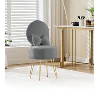 Sedia da bagno in pile Sherpa con contenitore da 9 litri e cuscino, schienale pieghevole, capacità di carico di 130 kg, gambe in metallo con piedini regolabili, per camera da letto e soggiorno [Sgabel