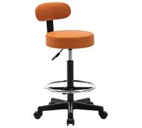Sedia da Bar con rotelle Sgabelli Alti girevoli da Laboratorio di Bellezza Moderna da Ufficio con Schienale in PU, poggiapiedi e Ruote, Regolabile 63-83 cm:Arancione