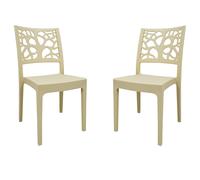 Sedia da bar cucina in polipropilene impilabile TETI Beige Set 2