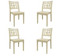Sedia da bar cucina in polipropilene impilabile TETI Beige Set 4