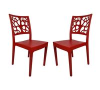 Sedia da bar cucina in polipropilene impilabile TETI rosso Set 2