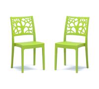 Sedia da bar cucina in polipropilene impilabile TETI verde Set 2