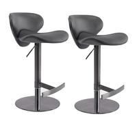 Sedia Da Bar Girevole Regolabile, Sgabelli Da Bar Moderni Di Altezza Del Bancone Con Schienale E Poggiapiedi Rivestiti In Ecopelle Cucina, Bar, Sala Da Pranzo(Grey,2PCS)