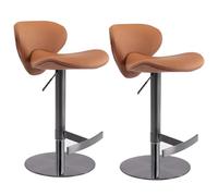 Sedia Da Bar Girevole Regolabile, Sgabelli Da Bar Moderni Di Altezza Del Bancone Con Schienale E Poggiapiedi Rivestiti In Ecopelle Cucina, Bar, Sala Da Pranzo(Marrone,2PCS)