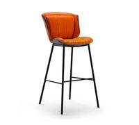 Sedia da bar moderna semplice arancione in ferro sgabello alto per bar e bar leggero sedia anteriore di lusso con schienale