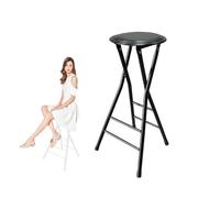 Sedia da bar pieghevole da 61 cm, per adulti, ideale per feste, casa, ufficio, cucina, colore nero (confezione da 1)