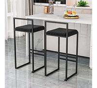 Sedia da bar Set di 2, Set di 2 sgabelli da bar altezza bar, sgabelli alti per isola cucina sedie da bar moderne sgabelli da bar imbottiti in velluto alto, capacità dell'orso 300 libbre, nero