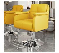 Sedia da barbiere regolabile gialla per parrucchieri, pompa idraulica girevole a 360°, ideale per servizi spa e shampoo