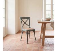 Sedia da bistrot in legno di faggio verde e rattan