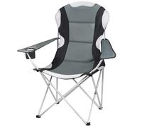 TRIZAND Sedia da pesca pieghevole da campeggio con braccioli e portabevande fino a 120 kg, pieghevole, con borsa per il trasporto, colore: nero/grigio 23674