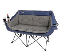 Sedia da campeggio doppia oversize resistente per 2 persone, pieghevole, per adulti, portatile, per esterni, con seduta imbottita, per pesca, sport e patio, supporta 226,8 kg, blu