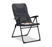 Relaxdays Sedia da Campeggio Imbottita Comfort, Poltrona da Esterno Regolabile Pieghevole HxLxP 107 x 60 x 68 cm, Grigio