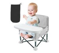Sedia da campeggio per bambini, con cintura di sicurezza per bambini e vano portaoggetti posteriore, pieghevole per bambini, con griglia rimovibile per interni ed esterni (grigio)