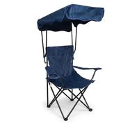 Sedia da Campeggio Pieghevole con Parasole Blu Regolabile e Portabicchiere Tessuto Oxford Poltrona Portatile per Mare Pesca e Montagna RICHIUDIBILE PER UN FACILE TRASPORTO