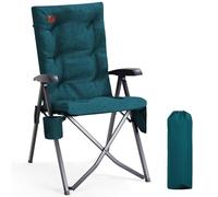 sedia da campeggio pieghevole con schienale regolabile in 4 posizioni fino a 150 kg, spessore 6 cm, imbottita con tasca laterale e porta bevande