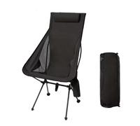 Sedia da campeggio pieghevole in lega di alluminio con poggiatesta - Chaise longue portatile for esterni/spiaggia/turistica(Black)