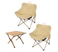 Sedia Da Campeggio Portatile Pieghevole Moon Sedia Da Zaino Ultraleggera E Compatta Adatta Per Campeggio All'aperto Viaggi Spiaggia Picnic Escursionismo 2 Sedie E Tavolo Quadrato-Quicksand Yellow