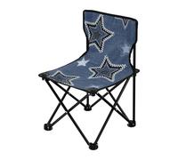 Sedia da campeggio ultraleggera con stampa in denim blu a stelle blu sedie per adulti borsa per il trasporto inclusa sedie da esterno per concerti pesca sul ghiaccio