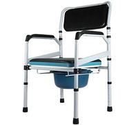 Sedia da comodino, Sedile WC rialzato per impieghi gravosi con maniglie, Regolazioni in altezza a 6 marce, Capacità 180 kg, Vasino da bagno portatile per adulti