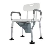 Sedia da Comodo Comoda Wc In Alluminio,Sgabello Doccia Bagno per Aziani e Disabili,Rialzo WC Water Supporto per Water Sedile per Doccia con Braccioli,Schienale e Secchio per WC per Anziani