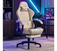 Sedia da computer con schienale alto in similpelle Ergonomica Sedia da ufficio Supporto lombare Con poggiapiedi Funzione di inclinazione laterale(White)