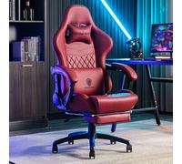 Sedia da computer con schienale alto in similpelle Ergonomica Sedia da ufficio Supporto lombare Con poggiapiedi Funzione di inclinazione laterale(Red)