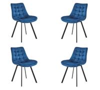 Sedia da cucina in velluto Blu e gambe metallo nero - 4 sedie Roma