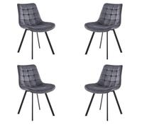 Sedia da cucina in velluto Grigio Scuro e gambe metallo nero - 4 sedie Roma