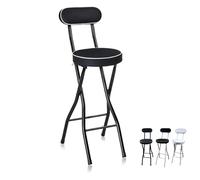 Sedia da cucina pieghevole imbottita rotonda portatile per adulti - Sgabello da bar alto fino al bancone con schienale, ideale per casa e ufficio, altezza seduta 55 cm/21,6 pollici
