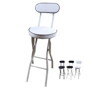 Sedia da cucina pieghevole imbottita rotonda portatile per adulti - Sgabello da bar alto fino al bancone con schienale, ideale per casa e ufficio, altezza seduta 55 cm/21,6 pollici