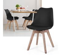 Sedia da Cucina Sala Pranzo Esstischstuhl Nero Gambe Legno Rovere Cuscino di