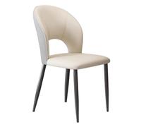 Sedia da Cucina, sedie da Pranzo con Schienale Cavo e Gambe in Metallo Robusto, Sedia Imbottita for Soggiorno, Sedia Laterale in Stile Mid-Century for Sala da Pranzo(Cream-1)