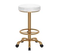 Sedia da disegno senza braccioli, sedia da ufficio alta con poggiapiedi for scrivania in piedi, piccola sedia da ufficio in velluto con altezza regolabile for scrivania da bar e laboratorio(White)