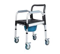 Sedia da Doccia con Rotelle, Sedile da Sgabello Bagno per Anziani e Disabili, Sgabello Doccia con Braccioli e Schienale - Quattro Ruote con Freni, Antiscivolo, Carico 150 kg ( Misurare : Soft seat pan
