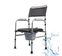Sedia da Doccia con Schienale E Braccioli,Antiscivolo Sedia da Toilette Portatile Pieghevole con Secchio,Sedia Comodino Regolabile in Altezza Sedia WC per Anziani,Anziani Disabili (B)